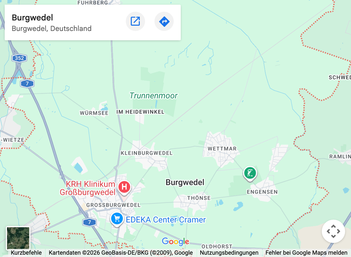 Google-Maps-Kartenausschnitt: Burgwedel und Umgebung