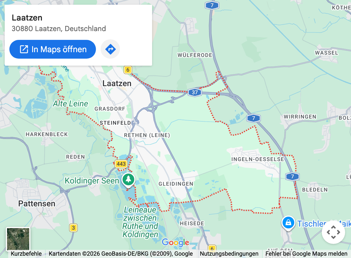 Google-Maps-Kartenausschnitt: Laatzen und Umgebung