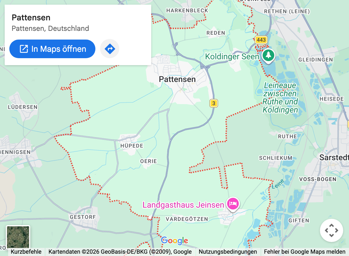 Google-Maps-Kartenausschnitt: Pattensen und Umgebung
