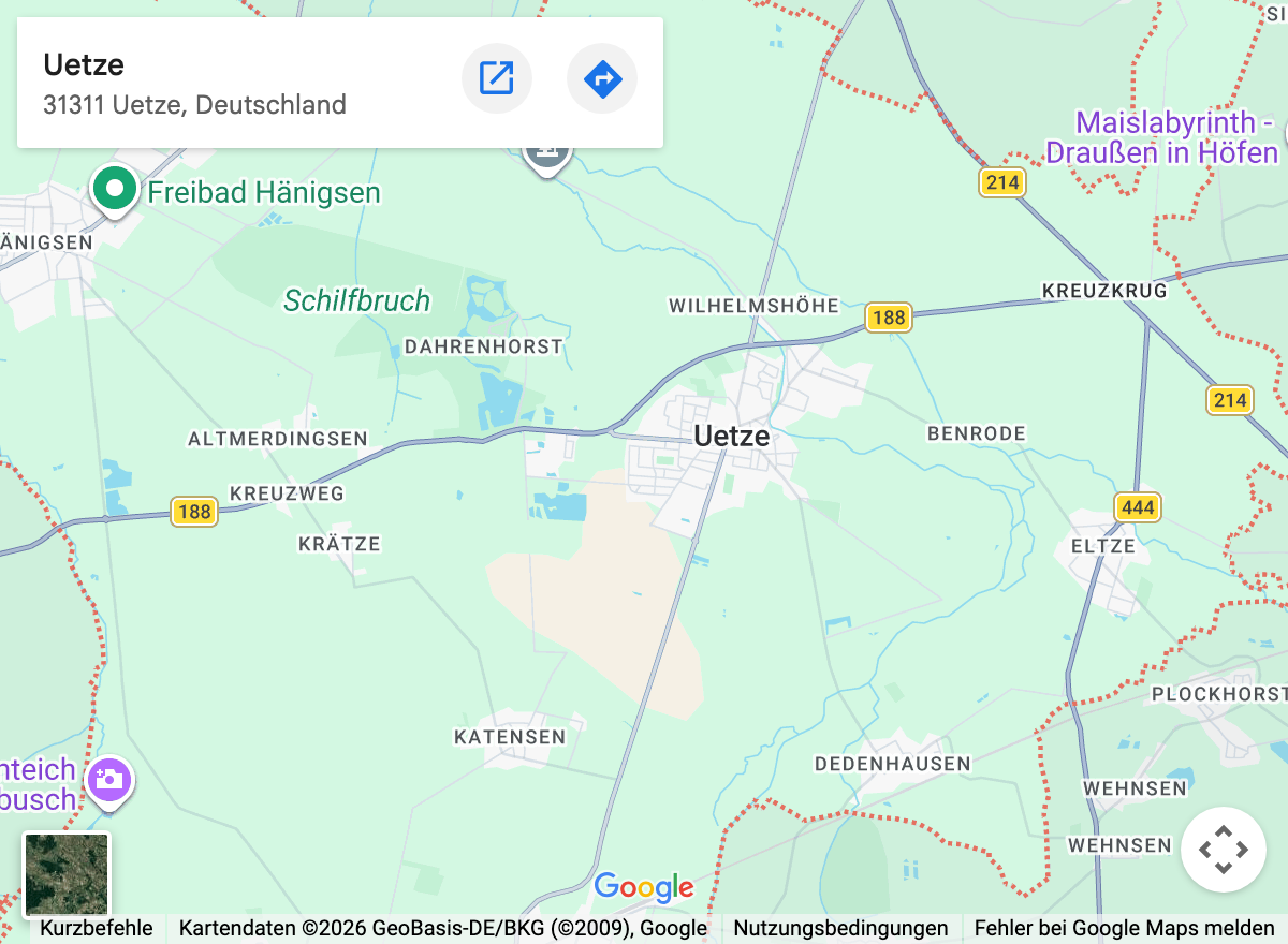 Google-Maps-Kartenausschnitt: Uetze und Umgebung