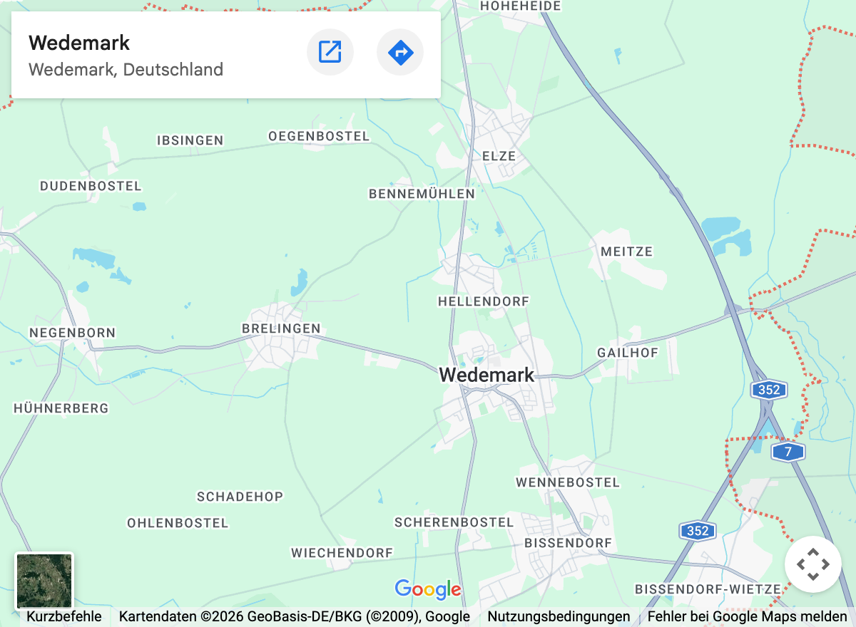 Google-Maps-Kartenausschnitt: Wedemark und Umgebung